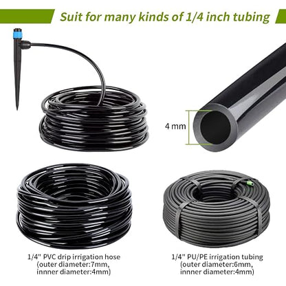 50pcs Drip Irrigation Emitters for 1/4" Drip Tubing Adjustable 360 Degree Fan Shape Water Flow Vortex Drippers for Drip Irrigation with Lock Barbed Irrigation Drip Nozzles for Flower Plants Garden