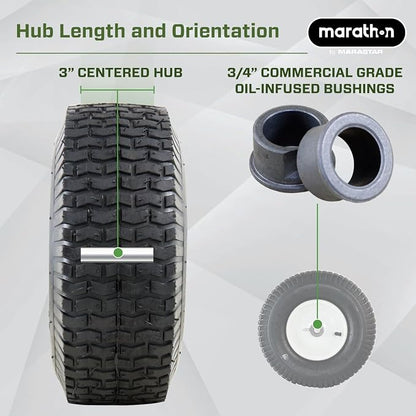 Marathon 20336 13x5.00-6" Pneumatic Tire and Wheel Assembly, Replacement Lawn Mower Tire
