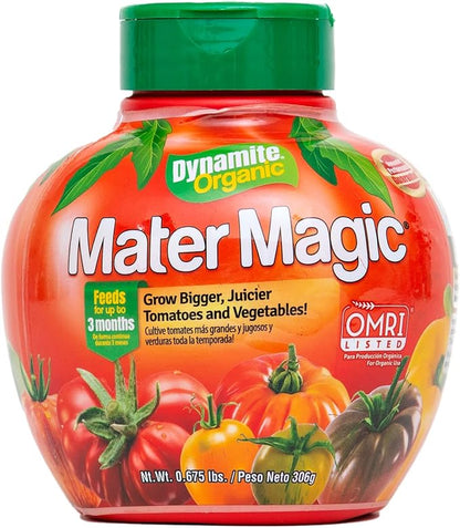 Dynamite Mater Magic Tomato Fertilizer & Jobe's Tomato Plant Fertilizer Spikes Bundle