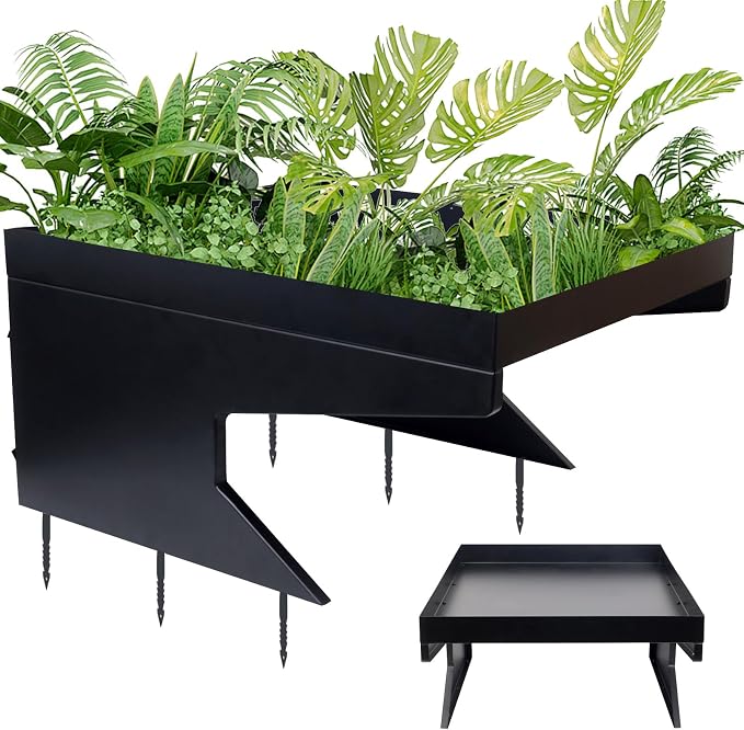 Weatherproof Robotic Lawn Mower Garage With Planter Compatible For All Robotic Lawn Mower Heavy-Duty Metal Shelter for Lawn Mower (27''x24''x14'') UV Protection & Drainage System