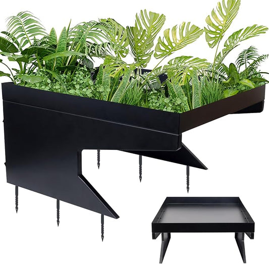 Weatherproof Robotic Lawn Mower Garage With Planter Compatible For All Robotic Lawn Mower Heavy-Duty Metal Shelter for Lawn Mower (27''x24''x14'') UV Protection & Drainage System