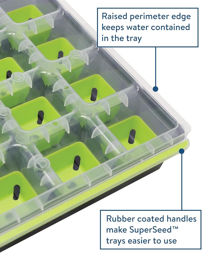 Burpee SuperSeed Seed Starting Tray | 16 XL Cell | Reusable & Dishwasher Safe &, 9 Quarts | Premium Organic Potting Natural Soil Mix Food Ideal for Container Garden-Vegetabl
