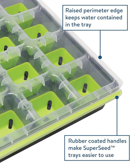 Burpee SuperSeed Seed Starting Tray | 16 XL Cell | Reusable & Dishwasher Safe &, 9 Quarts | Premium Organic Potting Natural Soil Mix Food Ideal for Container Garden-Vegetabl