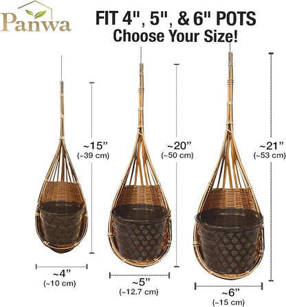 Handmade 100% Thai Bamboo Hanging Orchid Basket – 4 Inch, 5 Inch, 6 Inch (Triple Set)