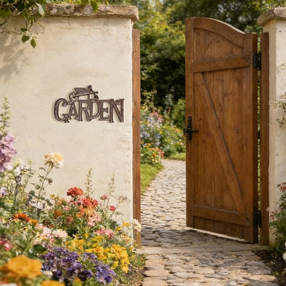 Sungmor Vintage Cast Iron GARDEN Plaque,Decorative Heavy Duty Wall-mounted Signs,Rustic Farmhouse Outdoor Wall or Fence Decor for Garden