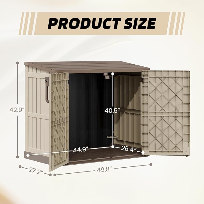 Horizontal Outdoor Storage Cabinet Box 36 Cu Ft with Lockable Doors, Outdoor Storage Shed Portable Waterproof for Backyard Garden