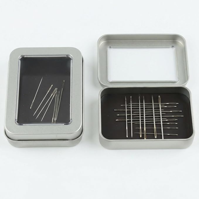 2Pcs Magnetic Needle Case with Transparent Lid, Holder Needles Pins Needlepoint Scissors Under 3.26inch/8.3cm, Magnet Storage Box for Sewing Craft Knitting Embroidery Organizer
