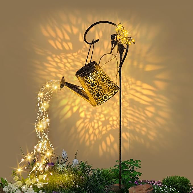 SRNPMIU Solar Watering Can Light, Solar Outdoor Decorative,Garden Decor Lights for Yard, IP65 Waterproof Hanging Lantern Landscape Lights, Garden Gifts for Mom, Grandma Women Birthday