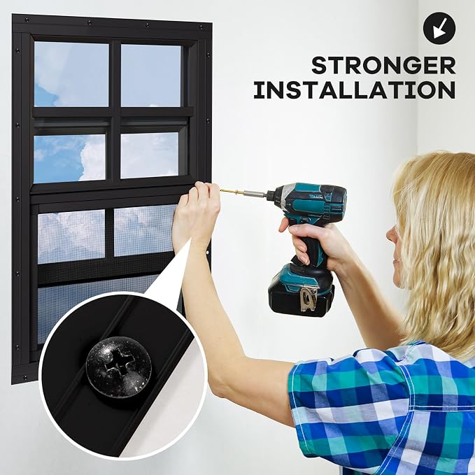 Shed Windows 2 Pack, Chicken Coop Windows 12" x 18" Black | Flush Mounted Small Windows with Tempered Glass and Fiberglass Screen for Shed, Barns, Playhouse, Household, Garage