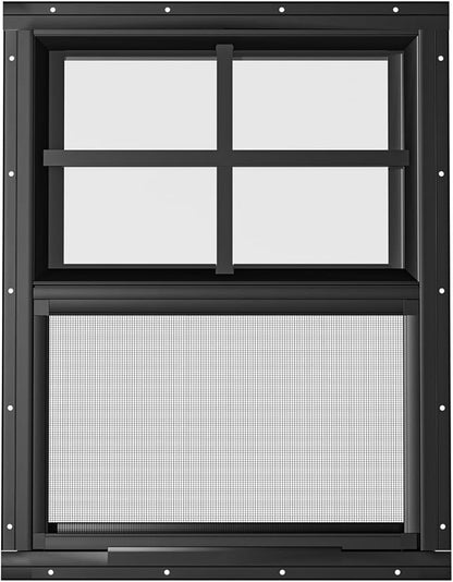 2 Pack Shed Windows 18" W x 23" H Flush Mount, Black Household Windows for Playhouses, Barns, Chicken Coop