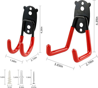 Garage Hooks Heavy Duty, Medium Square Hooks Set Wall Mount, Anti-Slip PVC Coated Steel Utility Storage Organizer for Hanging Ladders, Bikes, Garden Tools and Hoses 8 Packs