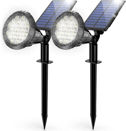 Solar Spot Lights Outdoor, 21 LEDs Solar Outdoor Lights Auto On/Off with 3 Modes, IP67 Waterproof Yard Spotlight Landscape Lighting Garden Wall Lights, 2-in-1 Solar Powered Lights, 2Pack