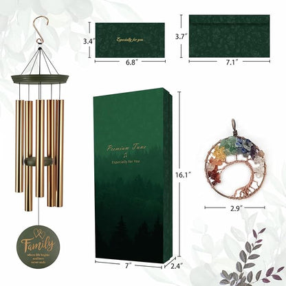 ASTARIN Wind Chimes for Outside, Large Outdoor Windchimes with Engraved Tree of Life, Premium Tuned Metal Chimes for Mother/Grandma, Home & Garden Decor with Soothing Tone