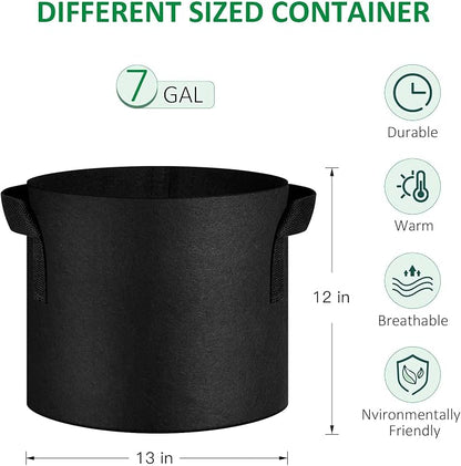 JNYONG 24-Pack 7 Gallon Thickened Non-Woven Grow Bags, Aeration Fabric Pots with Handles