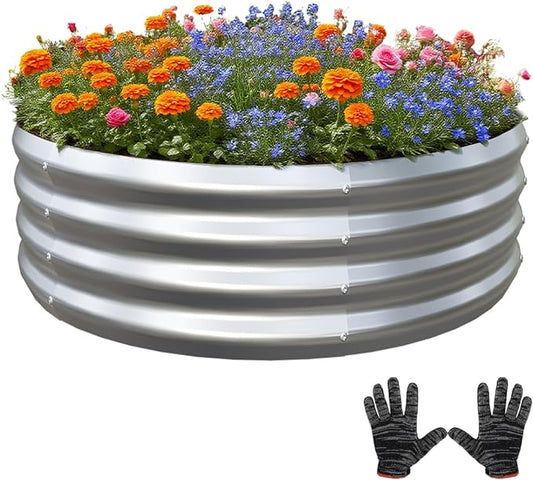 Galvanized Garden Bed Kit for Vegetables/Herbs/Flowers 4x4x1 Outdoor Raised Planter Box