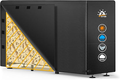 Zettum Firewood Rack Cover 6 Feet - 600D Wood Rack Cover Waterproof & Heavy Duty, 6 Foot Outdoor Log Pile Holder Covers Storage for 6FT Standard Firewood Storage Covers (72 x 24 x 49 Inch)