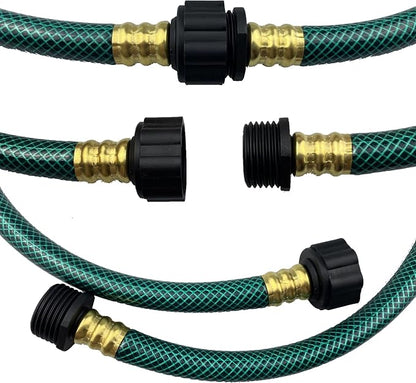 Darnassus PVC Garden Hose 1/2 Inch, 4 FT Flexible Water Hose Green with Male and Female Plastic Fittings - No Leaking and Lightweight for Household Outdoors Lawns Patio
