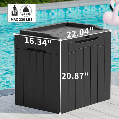 Greesum 31 Gal Resin Deck Box,Outdoor Storage for Patio,Garden Tools,Pool Supplies, Weatherproof and UV Resistant, Lockable, Black