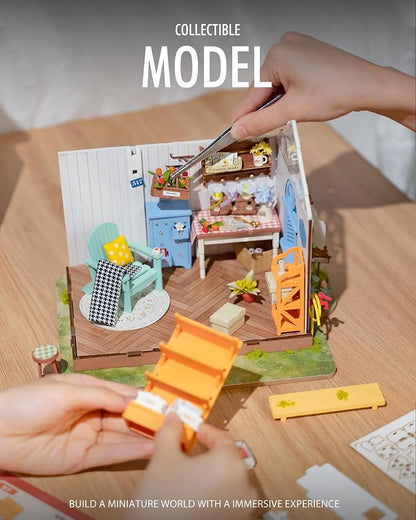 Rolife DIY Miniature Dollhouse Kit, Build 9.6" Greenhouse Diorama Kit Building Set with LED Room Hobby Craft for Aduls Uniue Gifts for Teens (Dreamy Garden)
