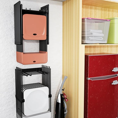 Folding Chair Storage Rack Wall Mount, 2-Pack Garden Tool Organizer | Max Load 240 lbs, Easy Install, Metal, for Lawn, Beach, Camping Chairs