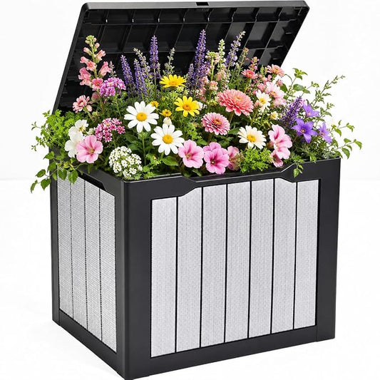YITAHOME 35 Gallon Deck Box | Waterproof Resin Outdoor Storage Box, Doubles as Bench Seating for Patio Furniture Cushions,Garden Tools & Pool Accessories
