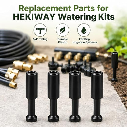 4-Pack 1/4 inch drip Irrigation T Plugs for HEKIWAY Watering Kits; Ideal for Sealing tubing Ends and Quick Repairs.