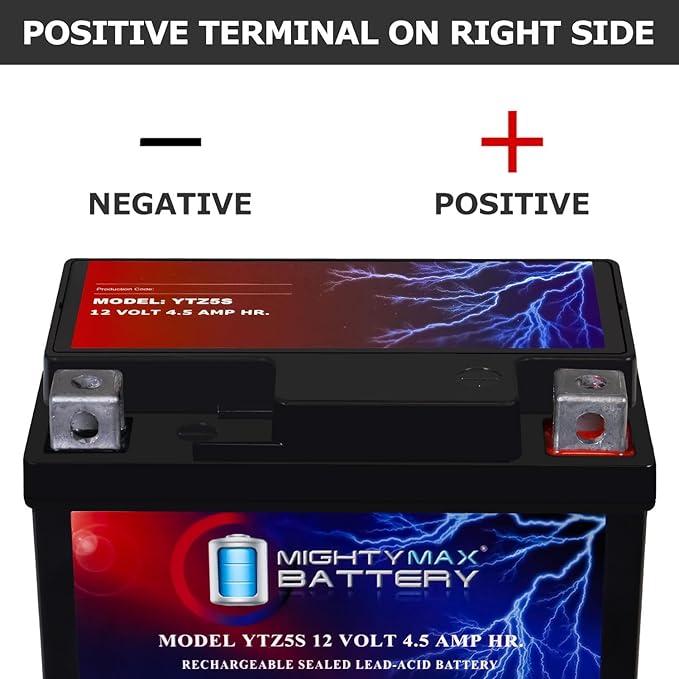 Mighty Max Battery YTZ5S - 12 Volt 4.5 AH, 65 CCA, Rechargeable Maintenance Free SLA AGM Motorcycle Battery