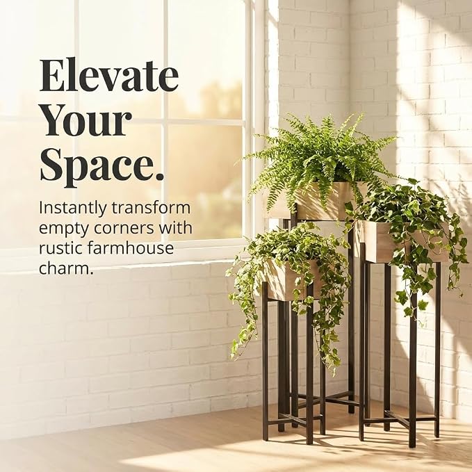 Anderson's Raised Wooden Garden Boxes on Metal Stands Set - 3 Pieces