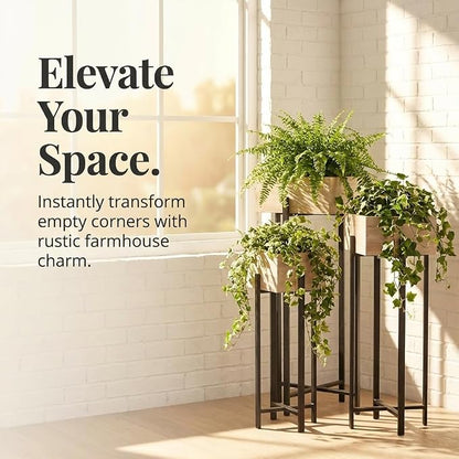 Anderson's Raised Wooden Garden Boxes on Metal Stands Set - 3 Pieces