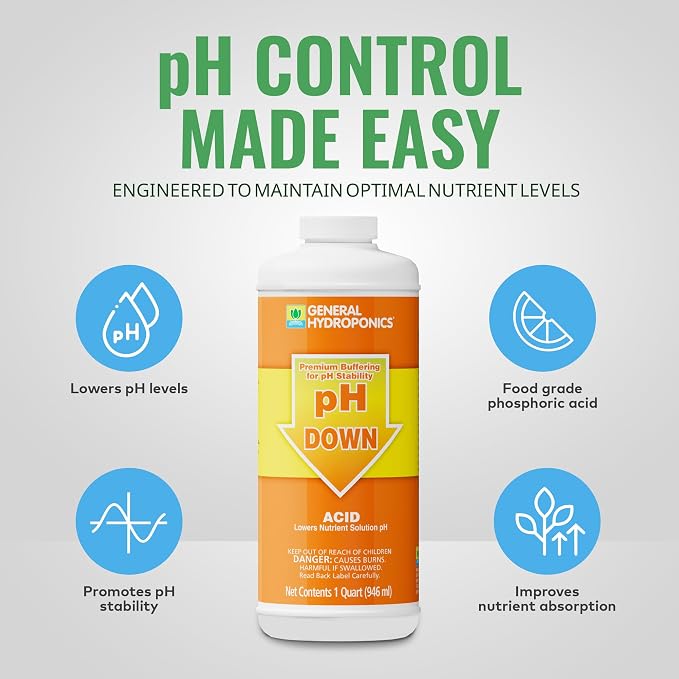 General Hydroponics HGC722120 Liquid Premium Buffering for pH Stability, Quart, Orange