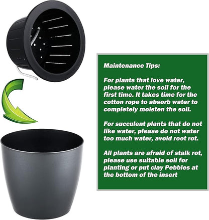 Planterhoma 6.7 Inch Self Watering Pots for Indoor Plants, 3 Packs African Violet Pots, Black Wick Pot with Drainage Holes, Self Watering Planters for Orchid, Devil's Ivy, Silver/Blue/Rose Gold