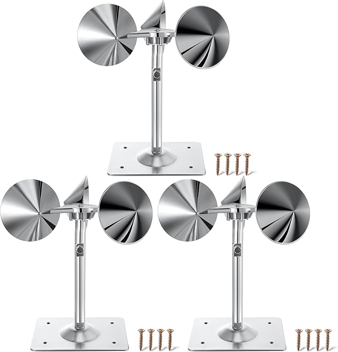 3 Pack Reflective Spinning Bird Deterrent, Wind Powered Aluminum Bird Repeller Scarer Deterrent Devices Outdoor, Repels All Birds Pigeons Sparrows Woodpeckers for Garden Railing Roof Adjustable Neck