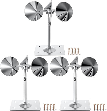 3 Pack Reflective Spinning Bird Deterrent, Wind Powered Aluminum Bird Repeller Scarer Deterrent Devices Outdoor, Repels All Birds Pigeons Sparrows Woodpeckers for Garden Railing Roof Adjustable Neck
