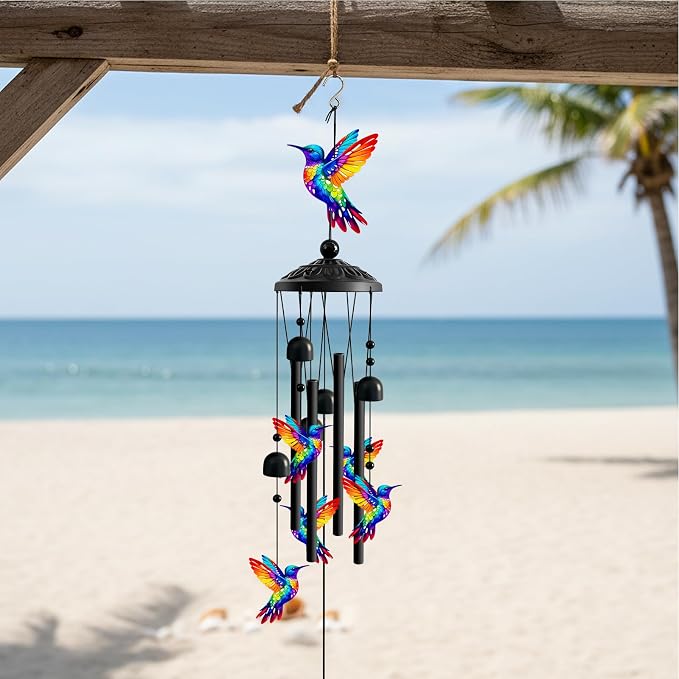 Wind Chimes for Outside, Deep Tone Memorial Windchimes for Patio Porch Balcony Garden Decor, Hummingbird Wind Chimes Housewarming Birthday Gifts for Women Grandma Sister Mother’s Day