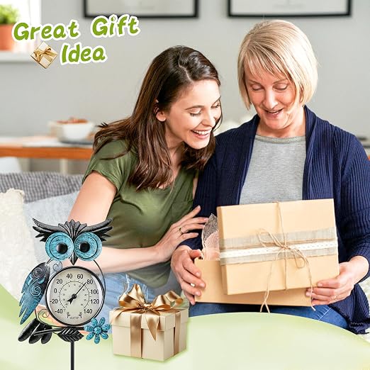 MUMTOP Outdoor Thermometer, Owl Outside Decor for Patio, Yard and Garden | No Battery Needed, Waterproof, Indoor and Outdoor, Easy to Read, Gifts Idea