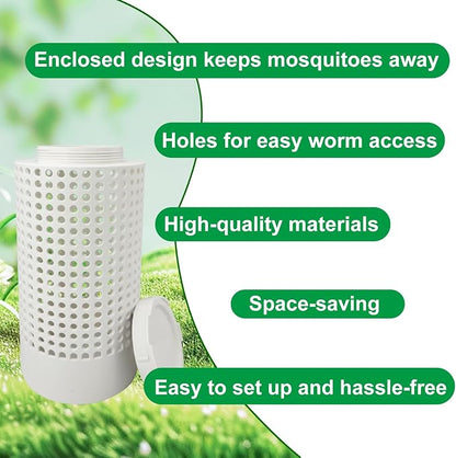 2 PCS Inground Worm Composter, Inground Worm Farm Compost Bin Kit for Raised Garden Beds at Home, Farm Compost Bin for Garden, Reducing Food Waste Composting Systems Sustainable Worm Composter.