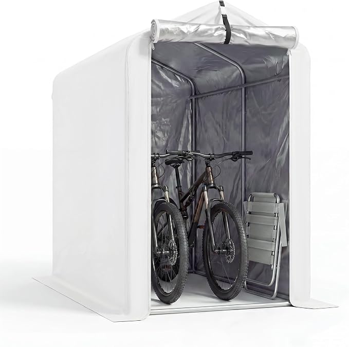Greesum Bike Tent Outdoor Storage Shed, Waterproof 420D Oxford Fabric Bicycle Shelter with Silver Coating, Heavy Duty Protective Cover for Motorcycles, Garden, Patio (Sliver, 3’x6’x5’)
