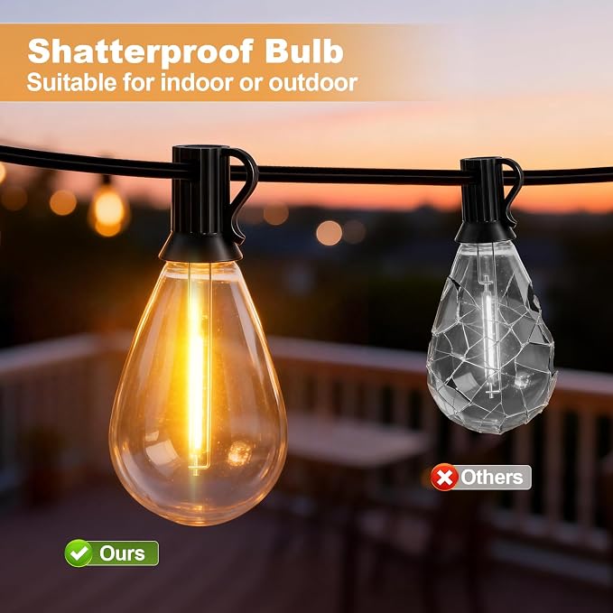 100(90+10)FT Outdoor String Lights, 30m Waterproof Remote LED Patio Lights with 39+2 S11 Bulbs, Dimmable Outside Hanging Lights for House, Porch,Yard,Garden,Connectable Plug-in Gazebo Lighting