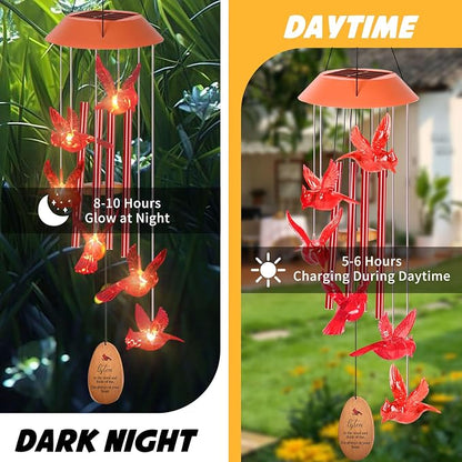 Cardinal Wind Chimes for Outside with 4 Music Aluminum Tubes | Wind Chimes ,Best Gifts for Mom Grandma Women Wife Aunt Sister, Solar Lights Outdoor Wind Chimes, Garden Yard Decor