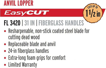 Corona Tools Compound Action Anvil Lopper – 32-Inch Heavy-Duty Branch Cutter for Tree Trimming & Pruning, Garden Loppers for Thick Branches