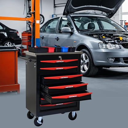 KEIKI 7 Drawers Tool Cart on Wheels,Multifunctional Rolling Tool Chest Tool Storage,Drawers Rolling Tool Trolley Organizer Tool Case for Garage, Warehouse, Workshop, Repair Shop (Black)
