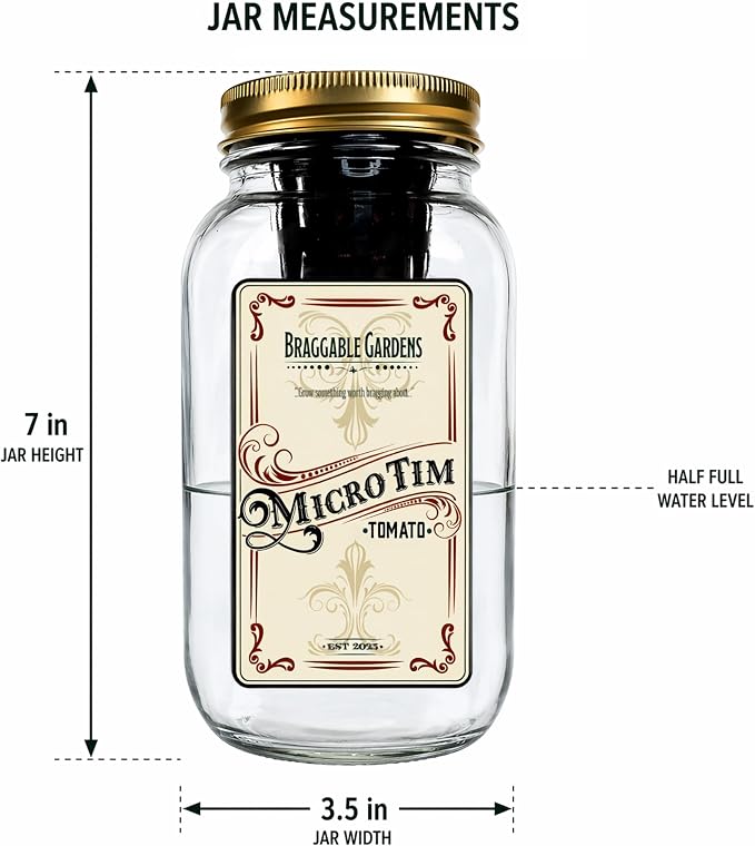Micro Tim Cherry Tomato Indoor Garden Kit – Mason Jar Hydroponic Tomato Grow Kit – Windowsill Countertop Tomato Planter – Grow Tomatoes Indoors