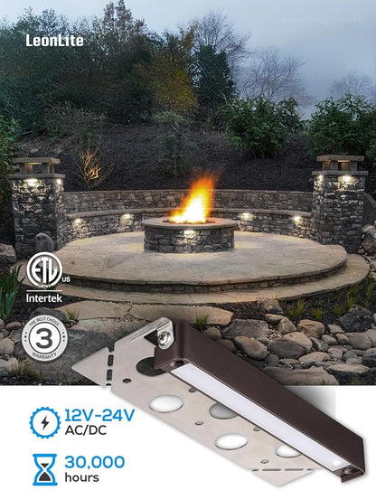 LEONLITE 8-Pack 7 Inch LED Hardscape Lighting, 3W/4W/5W, 5000K Daylight | Update Dimmable Retaining Wall Lights, Low Voltage Landscape Lighting, 12-24V AC/DC Paver Light, Outdoor Step Lights, ETL