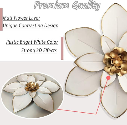 Metal Flower Wall Art Decor, 10“ Rustic Modern Floral Sculpture, Distressed Iron Wall Hanging Home Decoration Accent Artworks for Indoor Kitchen Bedroom Living Room Office Outdoor Garden Patio | Distressed Iron Wall Hanging Home Decoration Accent Artwo...