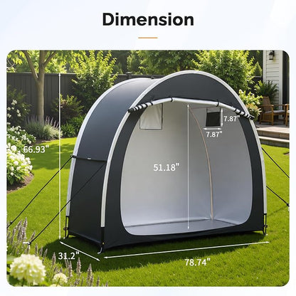 VINGLI Bike Storage Shed Tent for 2-3 Bikes, Outdoor Portable Bicycle Storage Shed with Carry Bag, Waterproof Bike Tent for Motorcycle, Garden Tools, Lawn Mower, Black