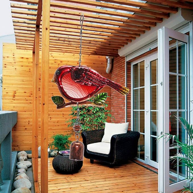 Bird Garden Wind Chime,Garden Chimes for Outside and Indoor,Creative Design Portable Metal Glass Wind Chime Suitable for Home Garden Decoration (A2)