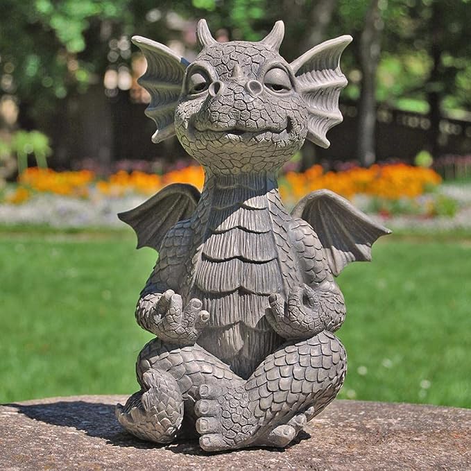 Dan&Dre Dragon Statue - Zen Yoga Dragon Home Garden Decoration Dragon Buddha Art Sculptures for Outdoor Backyard Porch(B)