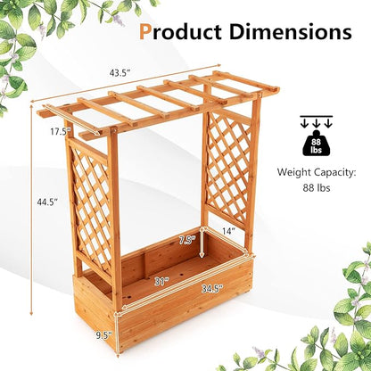 S AFSTAR Raised Garden Bed with Arch Trellis, Wood Planter Box with Hanging Roof, Side Trellis, 4 Drainage Holes, Above Ground Elevated Garden Bed for Outdoor Climbing Plants Vines Patio