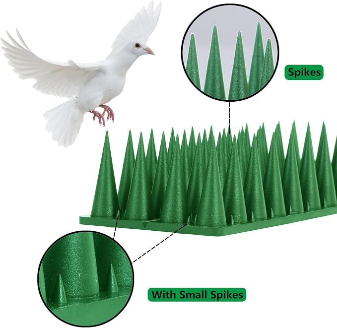 Bird Spikes, 37.4 Ft Bird Deterrent Strips Spikes for Small Birds Deterrent Spikes for Fences and Roof to Keep Birds Away