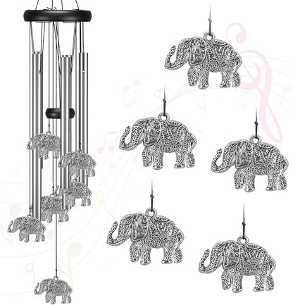 Virekm Windchimes Outdoors Clearance, Aluminum Metal Wind Chime for Outside Sympathy Hanging Wind Chimes for Patio Decoration, Garden Decor. Zen Garden Decor,Gifts for Women（Elephant）
